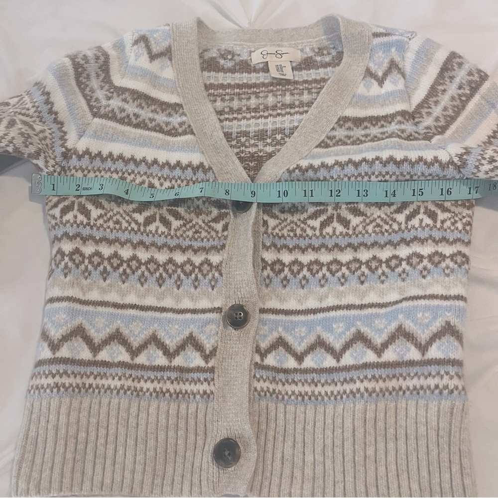 Jessica Simpson Beige Blue Brown Patterned Cardigan XS - Picture 6 of 11